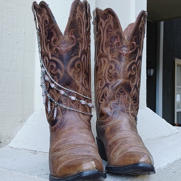 Real Rose Quartz Crystal Handmade Boot Jewelry Cowgirl Boot Bracelet - Picture 6 of 6